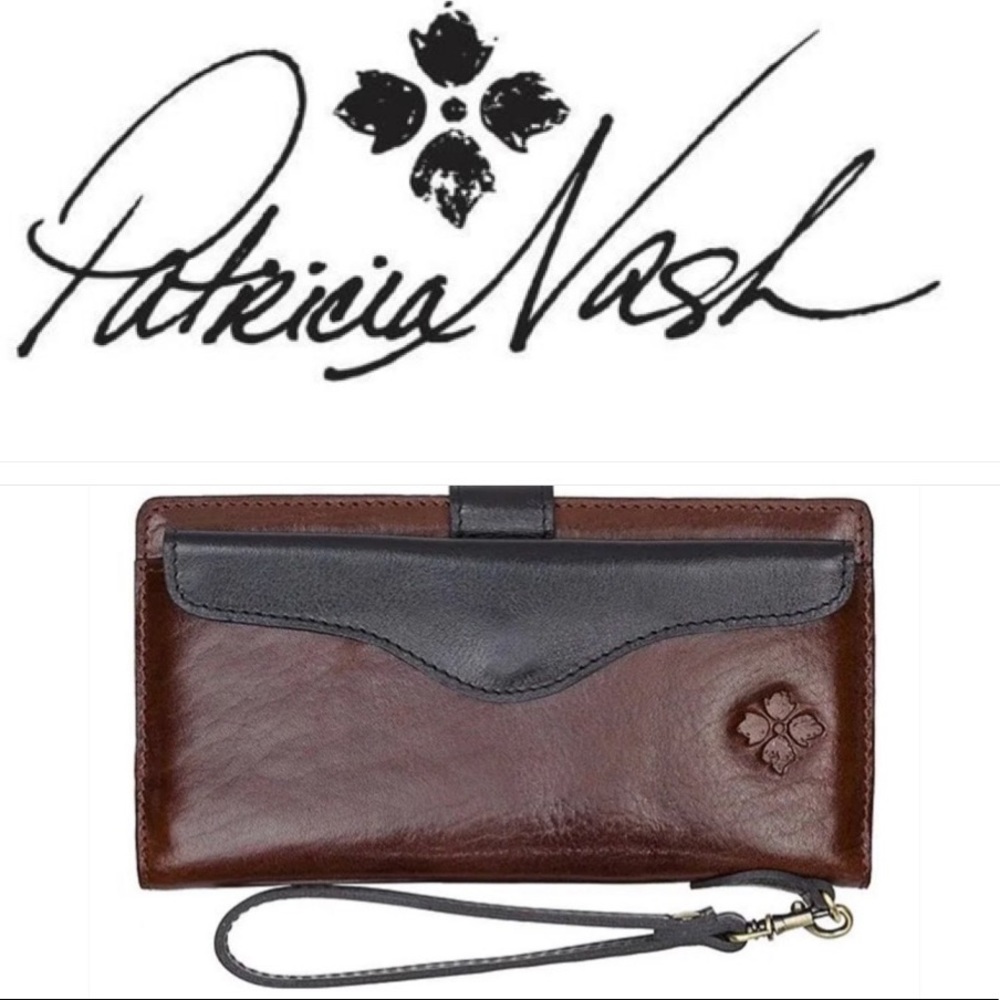🆕🏷Patricia Nash VALENTIA Wallet,Wristlet BRITISH Vegetable Tanned Colorblock